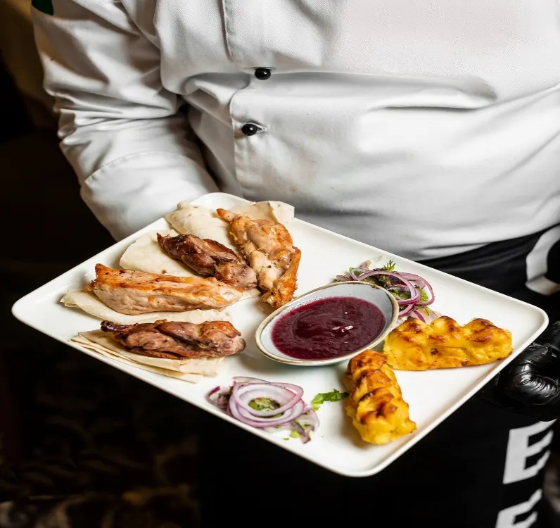 Elegant wedding catering buffet presentation